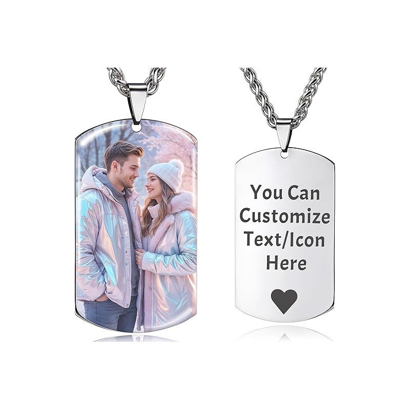 Customized Alloy Necklace With Lettering And Photo Exchange