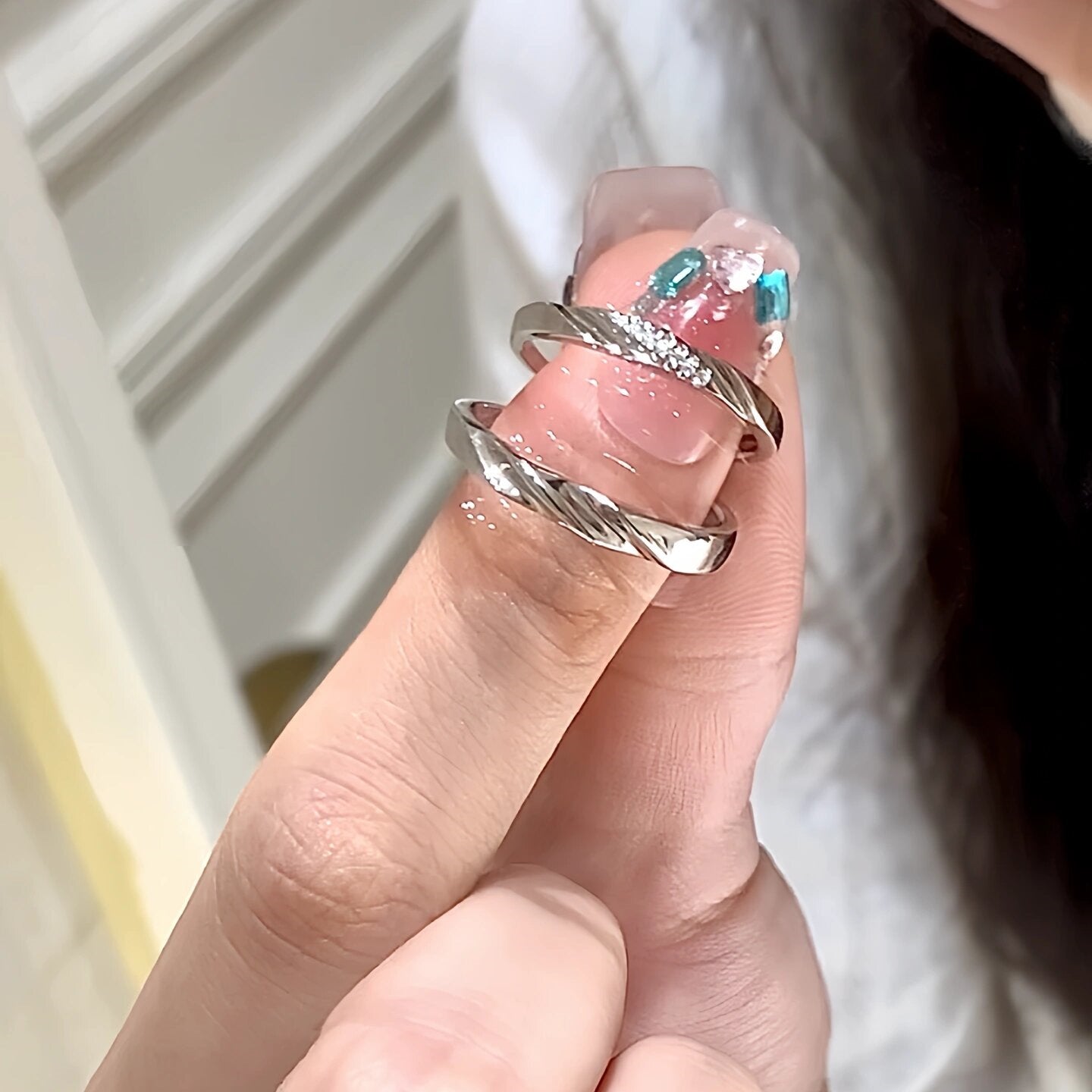 999 Pure Silver Love Together Couple Rings, His & Hers Pair, Niche Light Luxury, Premium INS Style Fashion Finger Rings