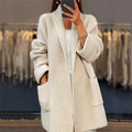Women's Loose Lapel Knitted Cardigan Sweater Jacket with Pockets