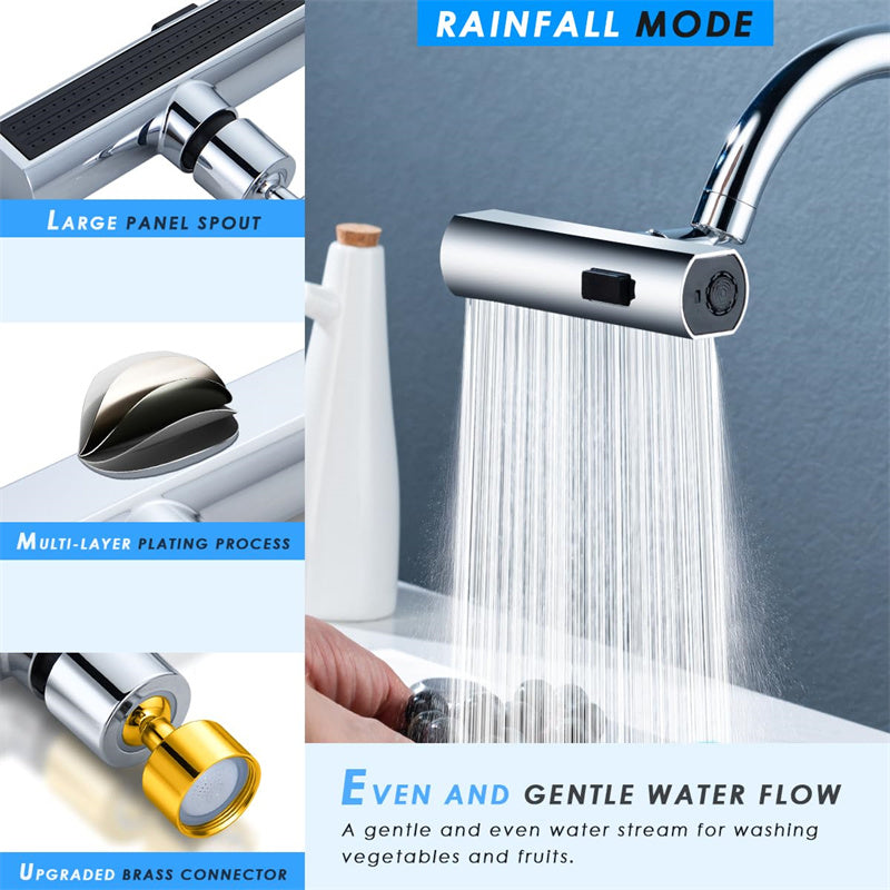 Modern 3-in-1 Waterfall Kitchen Faucet Attachment with Swivel Head