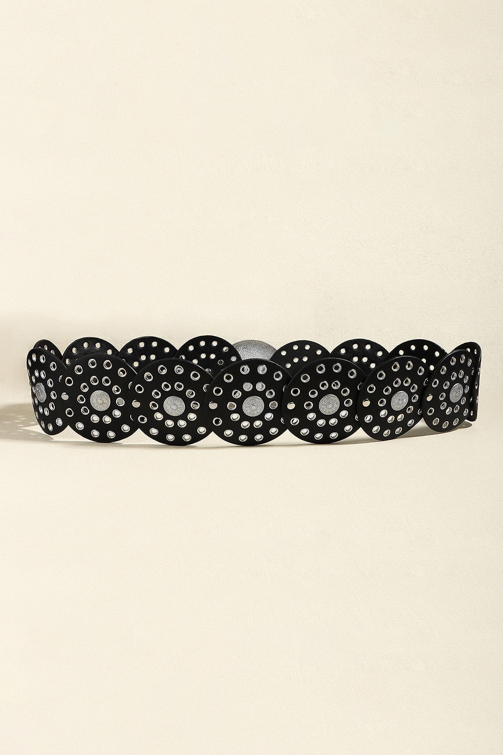 Vintage PU Leather Wide Belt for Women | Black & Silver