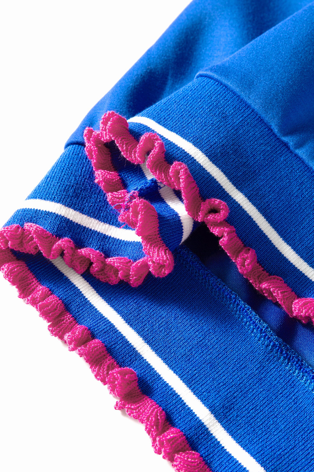 Contrast Frilled Trim Button Collar Short Sleeve Top