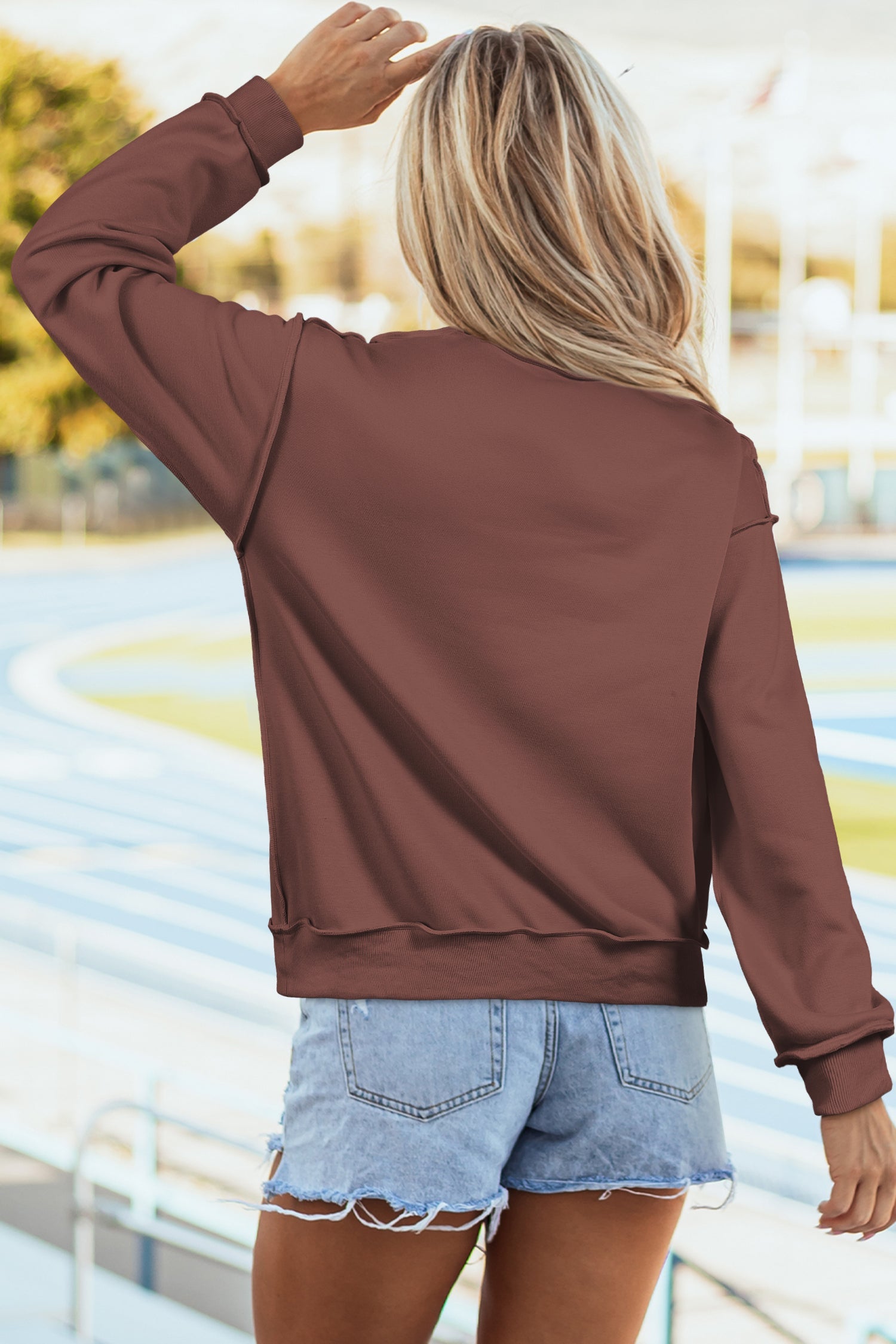 Bright Green Oversize Drop Shoulder Reversible Mock Neck Sweatshirt