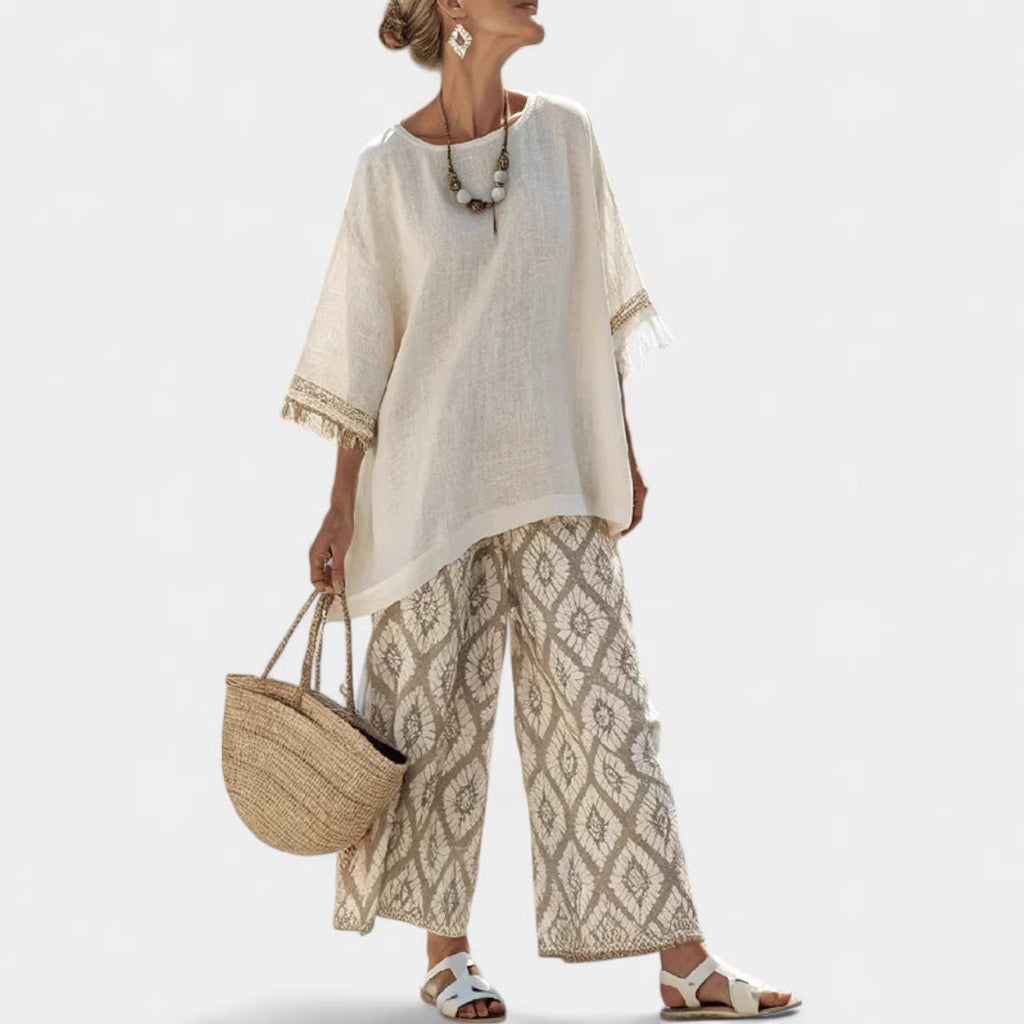 Women's Beach Vacation Two Piece Set Loose Casual Summer Outfit - Image 5