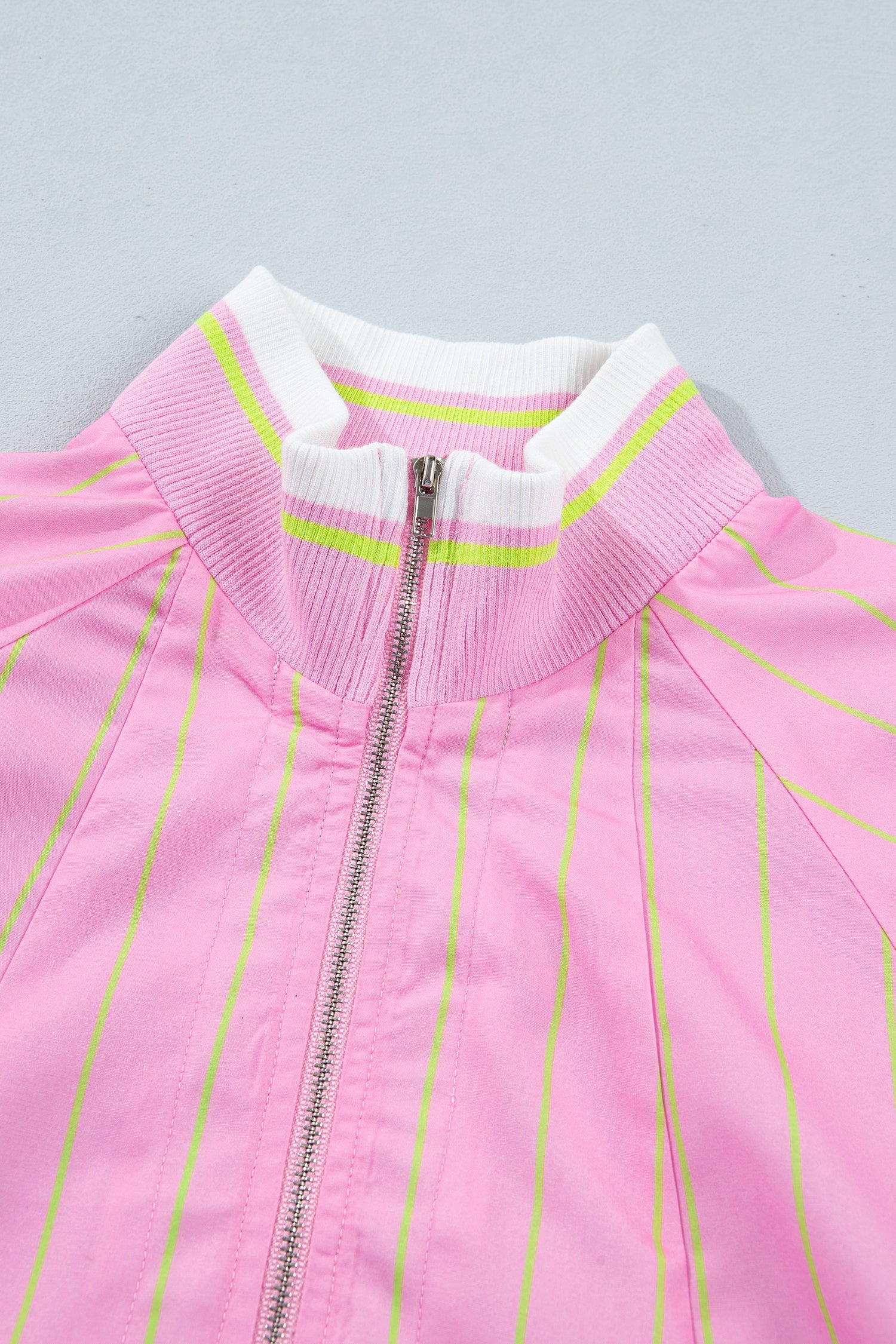 Gwendolyn Striped Shift Blouse with V-Neck and Metal Zipper