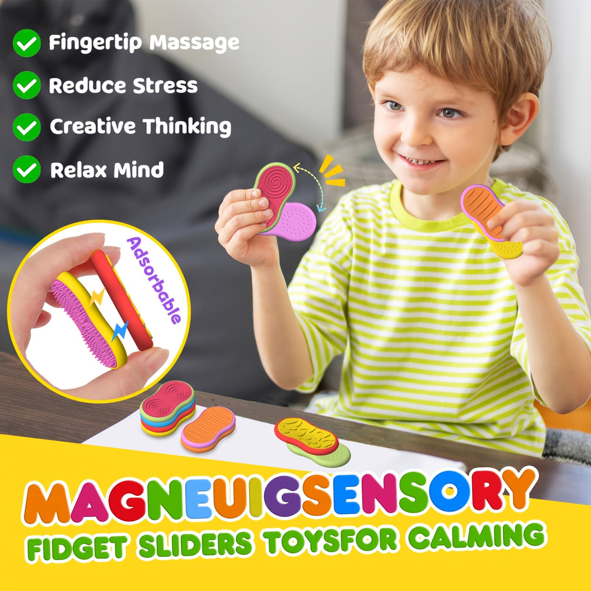 6Piece Magnetic Slider Fidget Toy Set Focus Aid