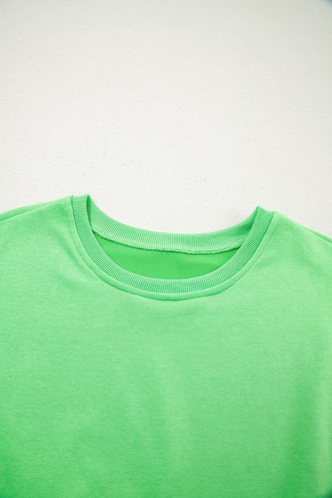 Lime Green Puffy Loose Top & Drawstring Shorts Loungewear Set