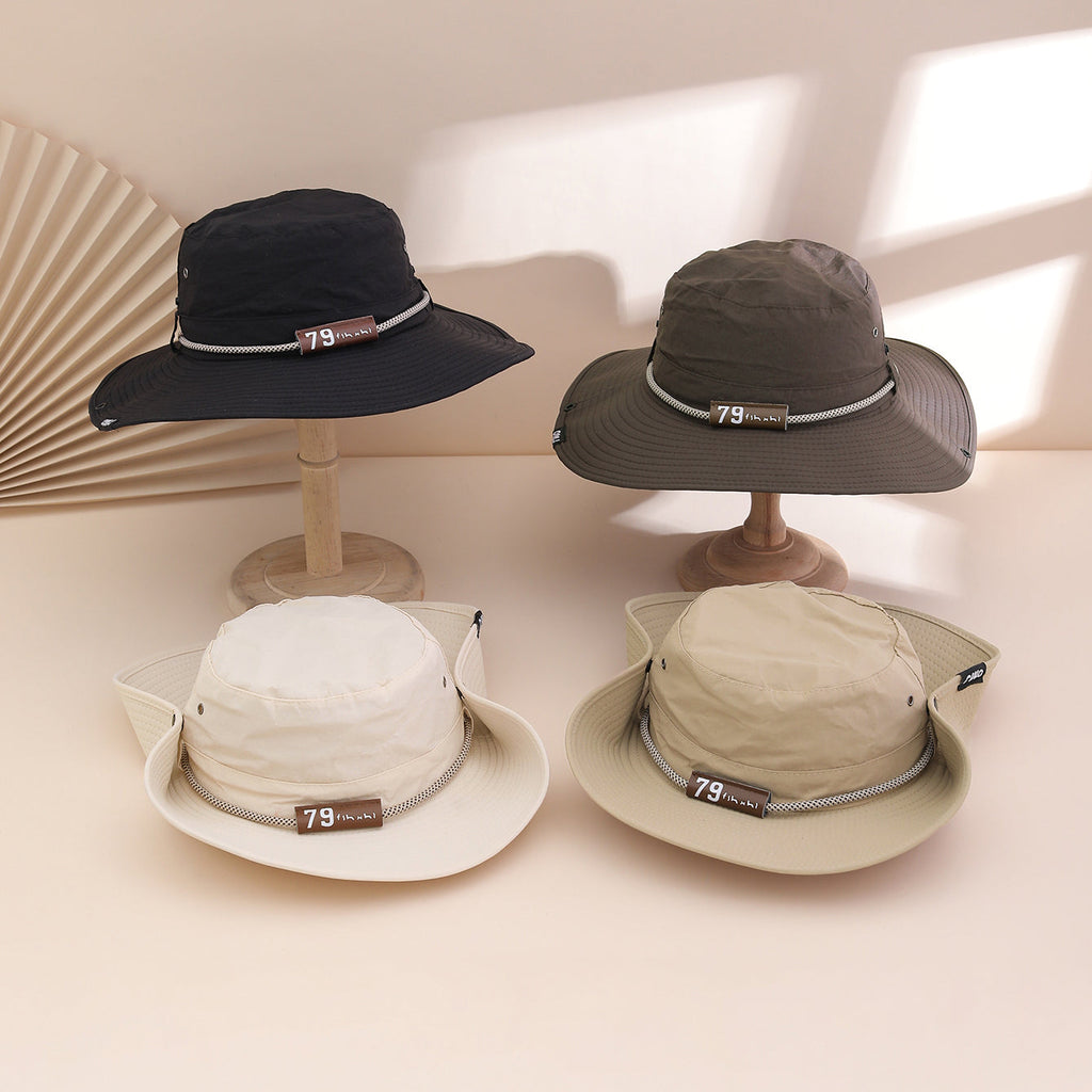 Leather Brim Letter Pattern Fisherman Hat