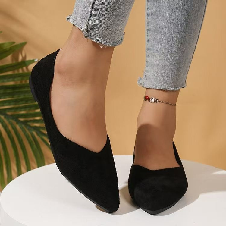 Women's Suede Pointed-Toe Flat Shoes Classic Everyday Footwear