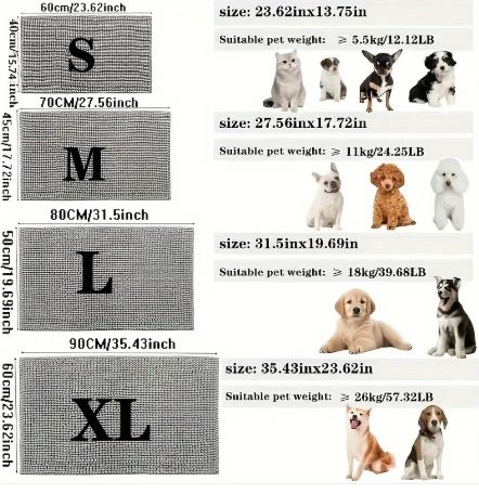 Absorbent Chenille Muddy Paw Dog Mat for Entryway and Patio