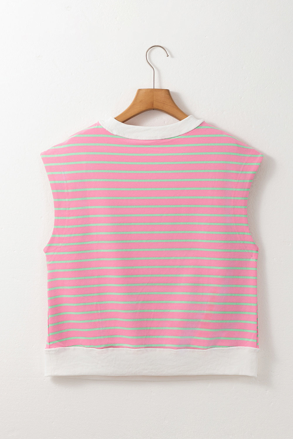 Sachet Pink Striped Crew Neck Cap Sleeve T-Shirt