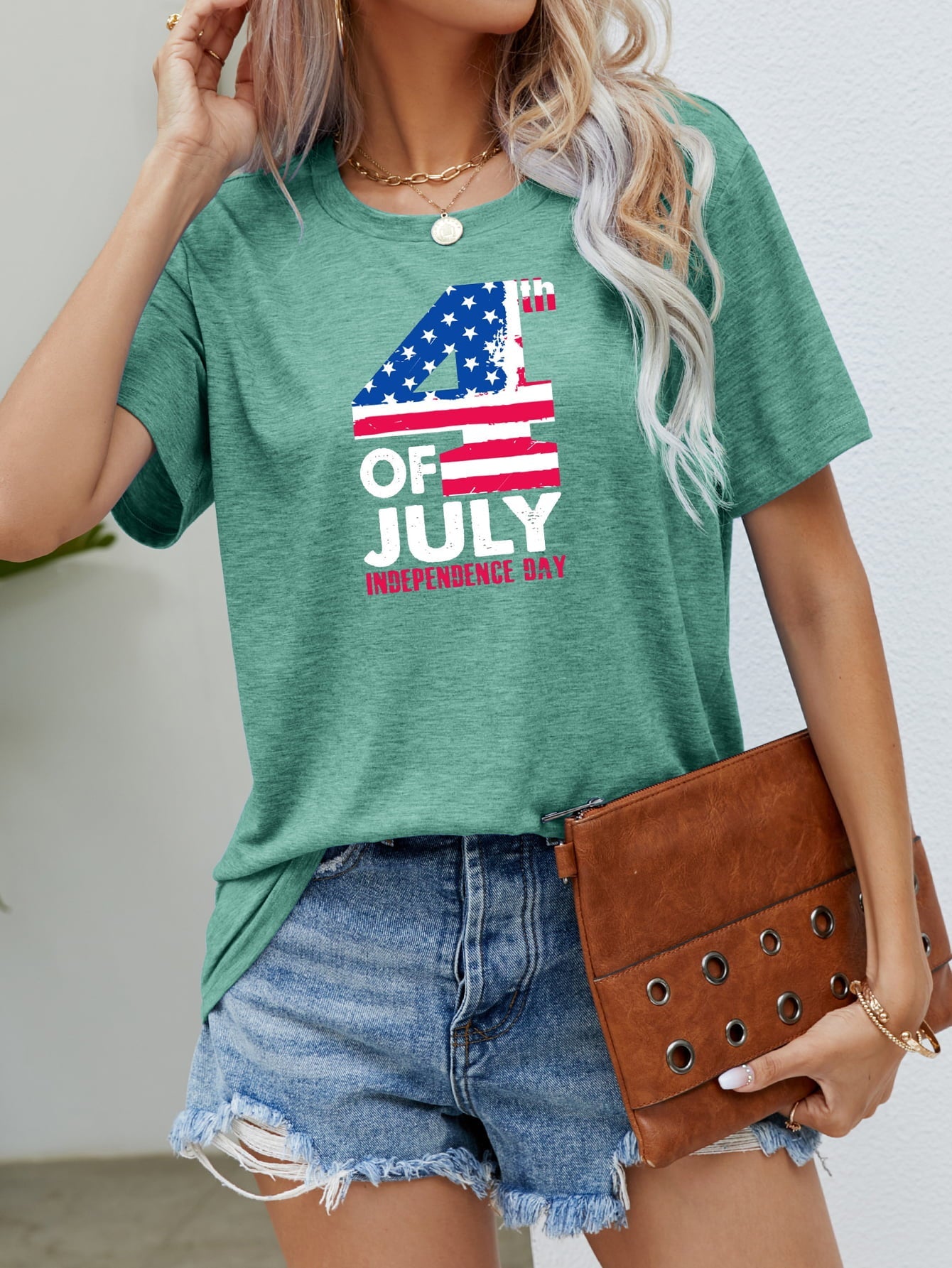 Blue USA Independence Day Graphic Tee for Women - Image 13
