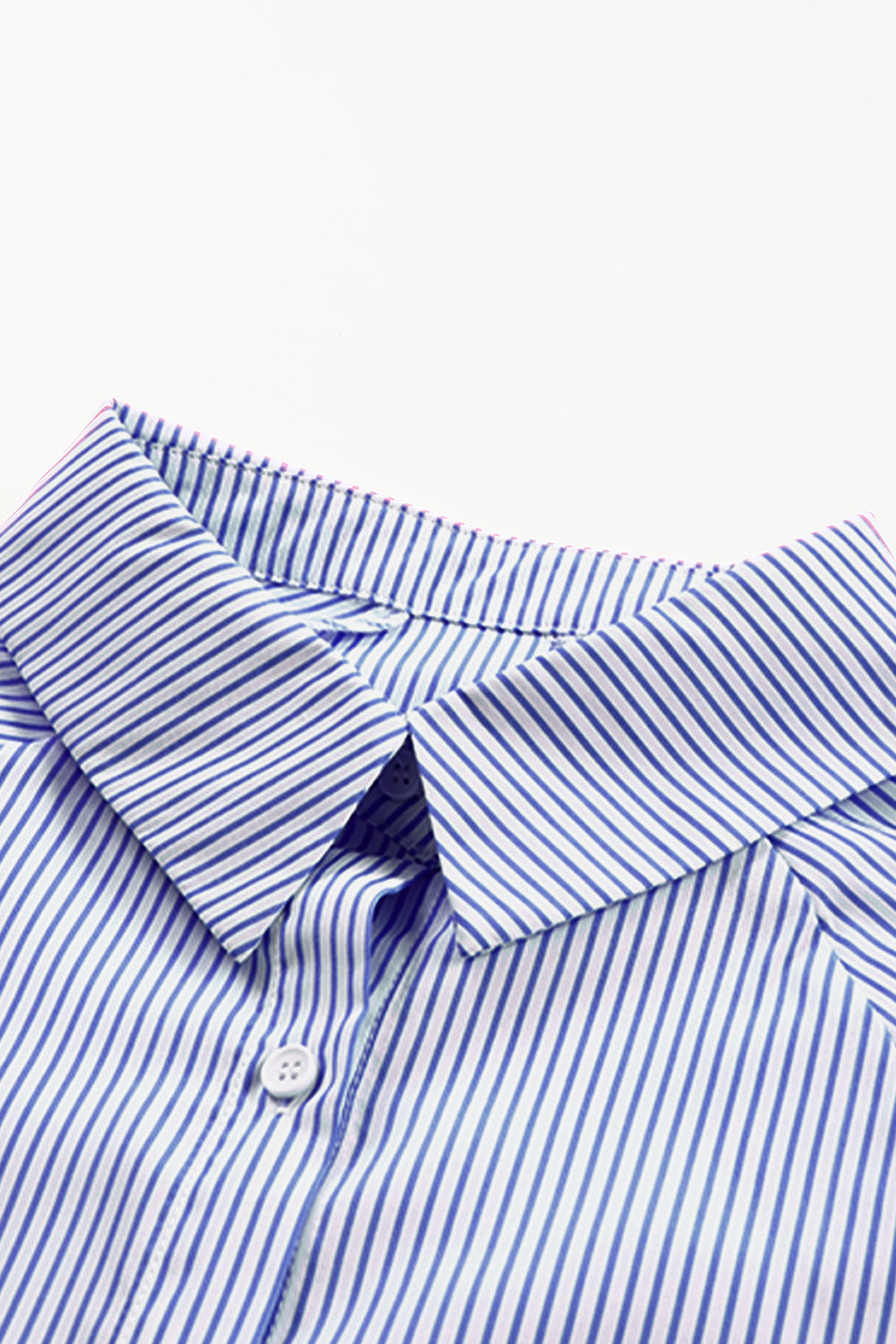 Blue Striped Casual Shirt with Shirred Cuffs | Polyester