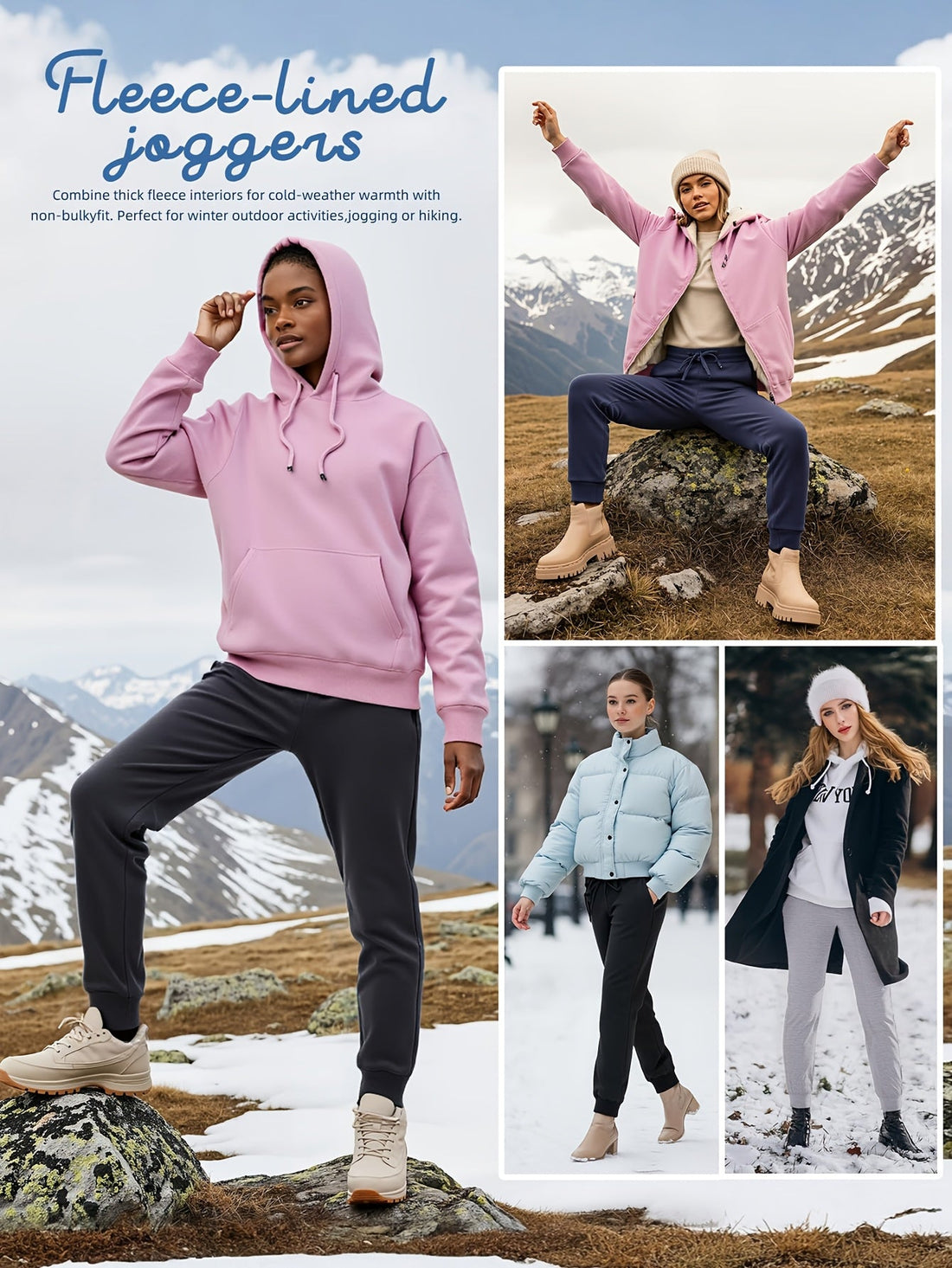 Women's Boyfriend Fleece Jogger Sweatpants in Solid Color