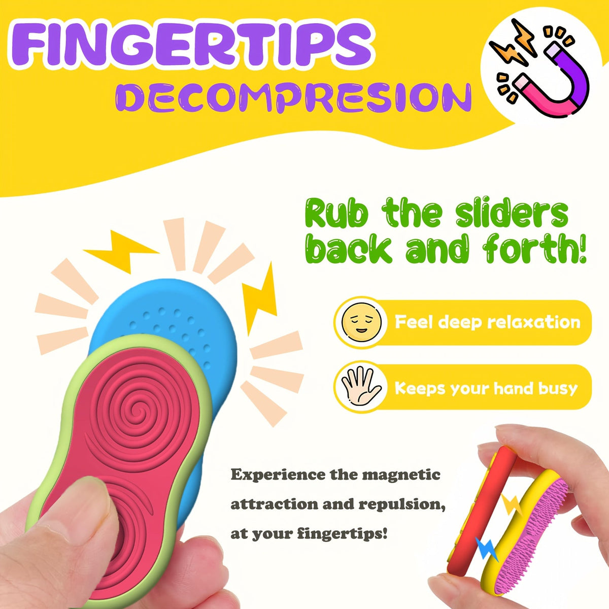 6Piece Magnetic Slider Fidget Toy Set Focus Aid