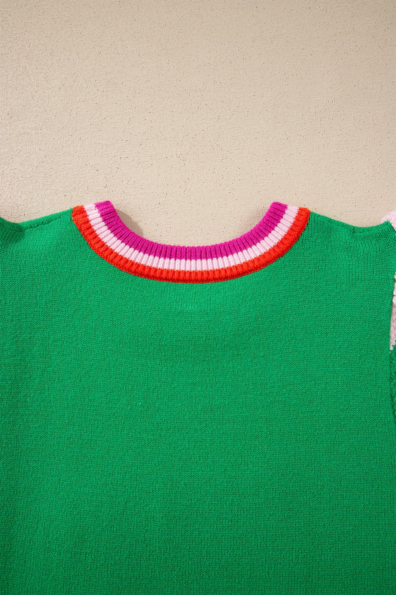 Lucky Stripe Flutter Sleeve Round Neck Sweater