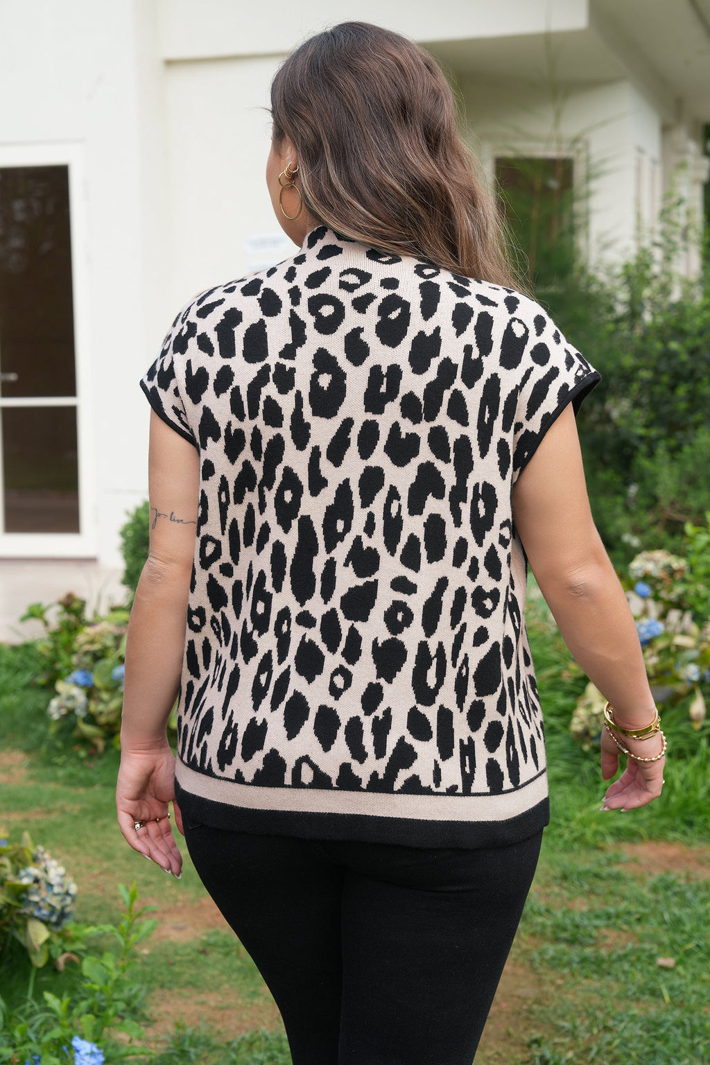 Araceli High Short Sleeve Sweater Animal Print