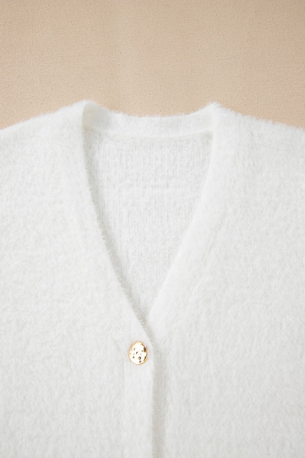 Solid Fuzzy Button-Front Cardigan