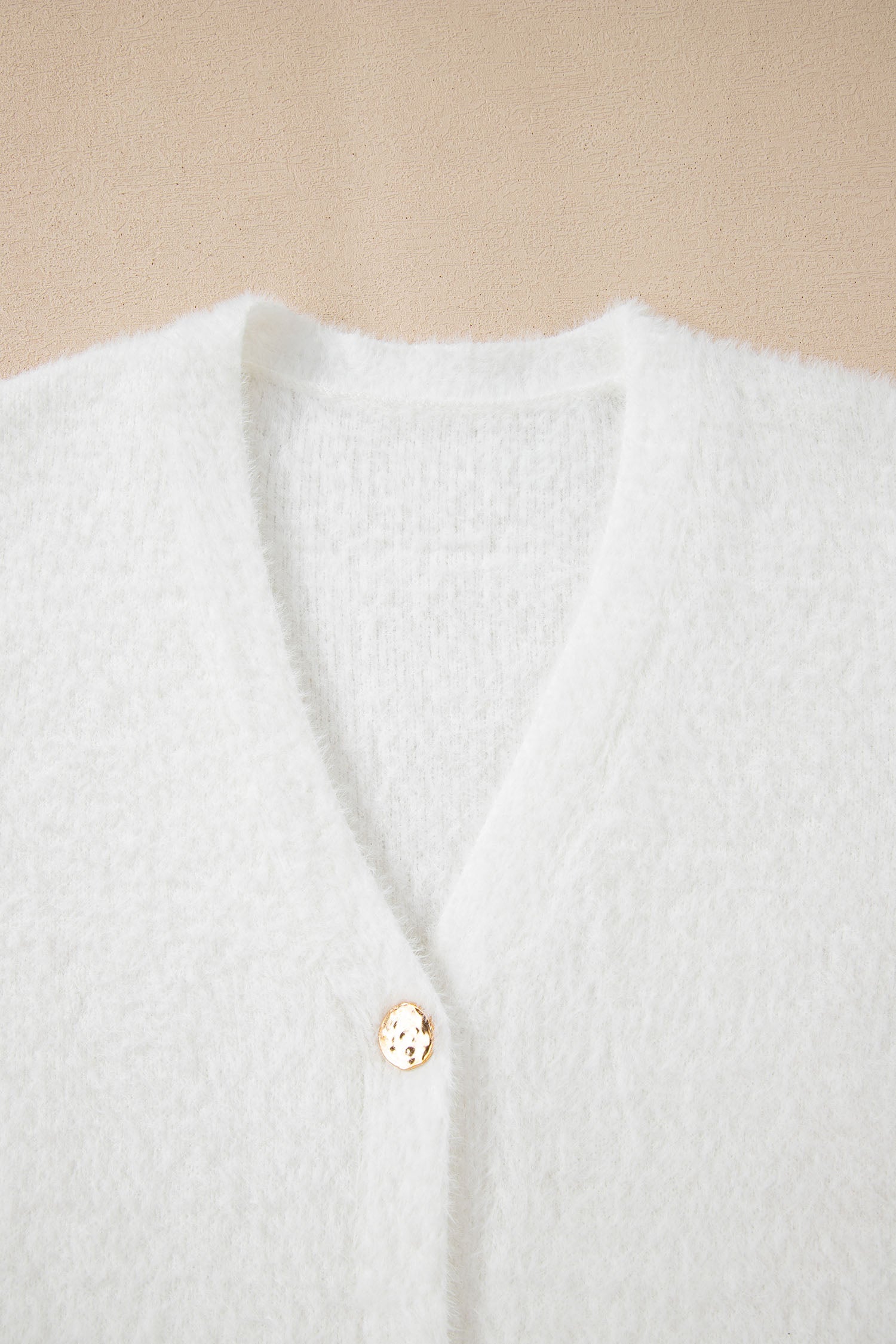 Solid Fuzzy Button-Front Cardigan