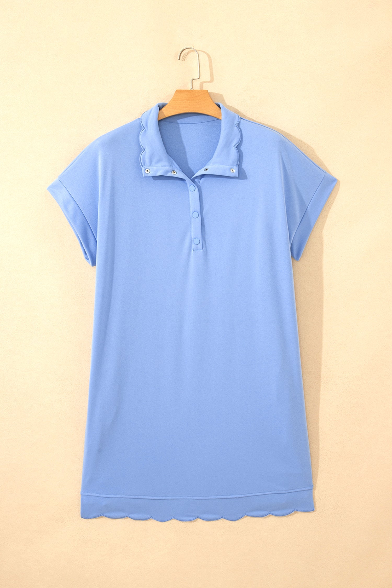 Zaylee Hem Pullover Mini Dress in Light Blue, Sporty Casual