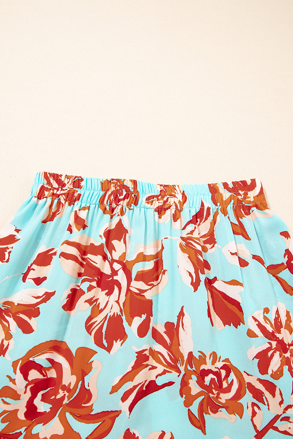 Blue Bohemian Floral Tiered Maxi Skirt with Side Split