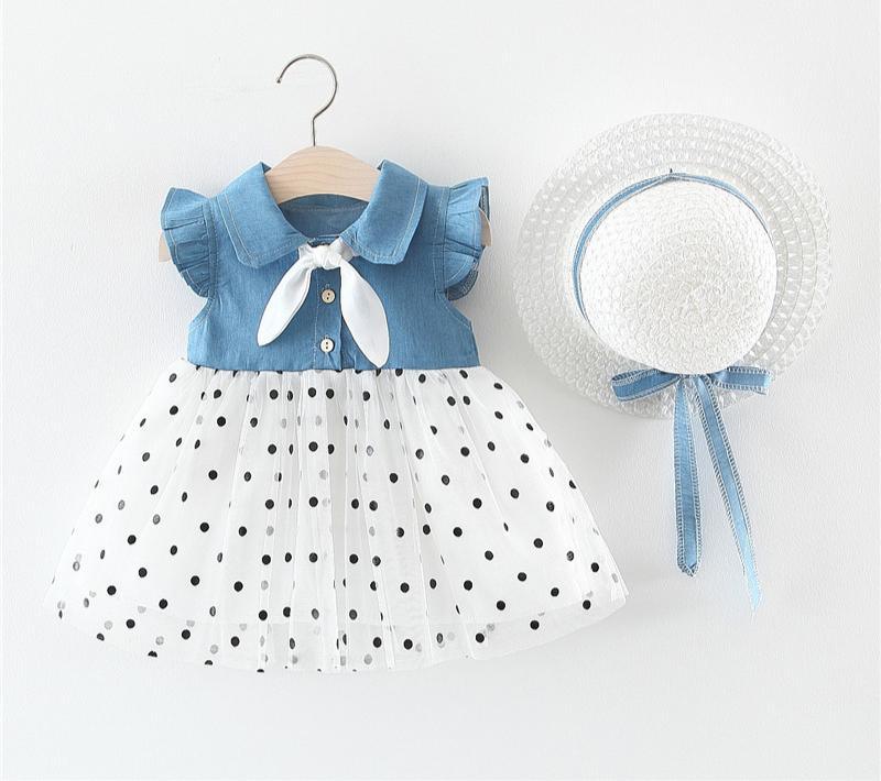 Modern Retro Baby Girls Polka Dot Party Dress - A-Line Princess