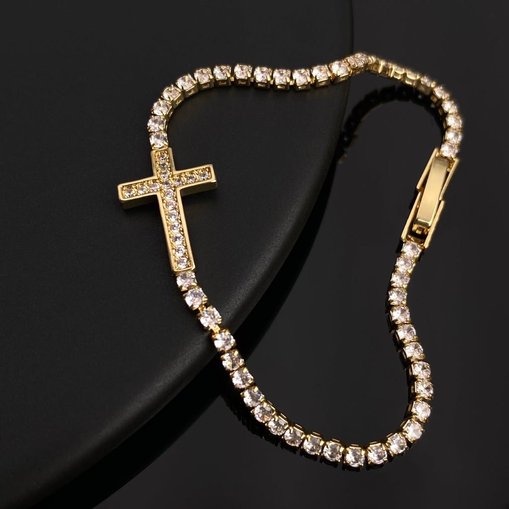 Fashion Retro Full Diamond Cross Bracelet
