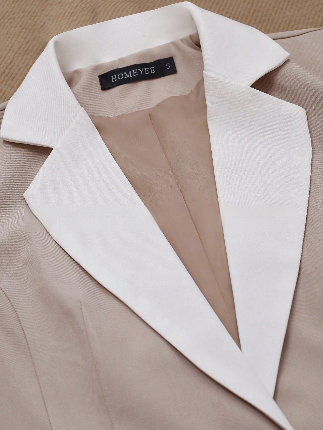 Women’s Contrasting Color Blazer Button Formal Tailored Jacket - Image 4
