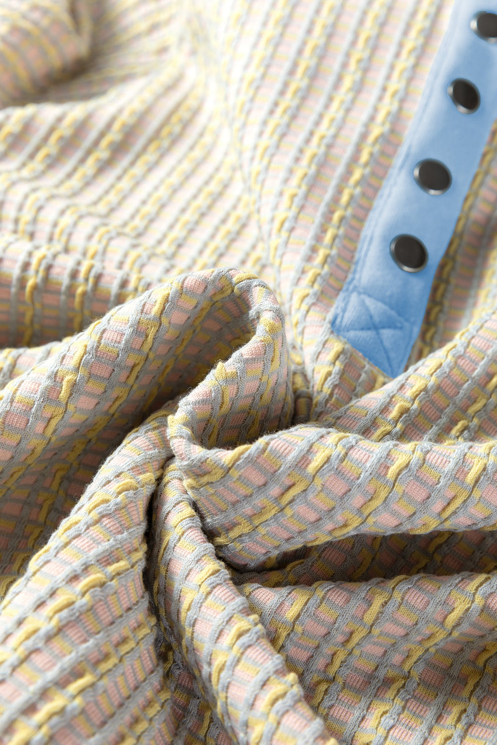 Beau Blue Button Front Jacquard Henley Sweatshirt