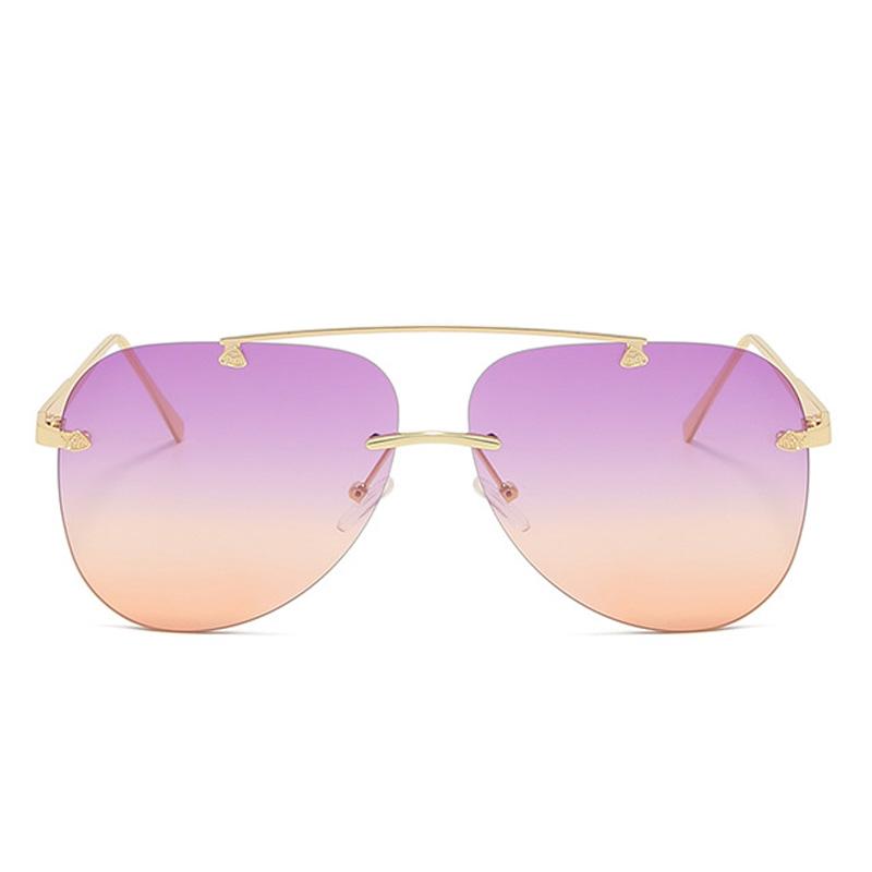 Unisex Trendy Pilot Rimless Mirror Sunglasses UV400 Gradient