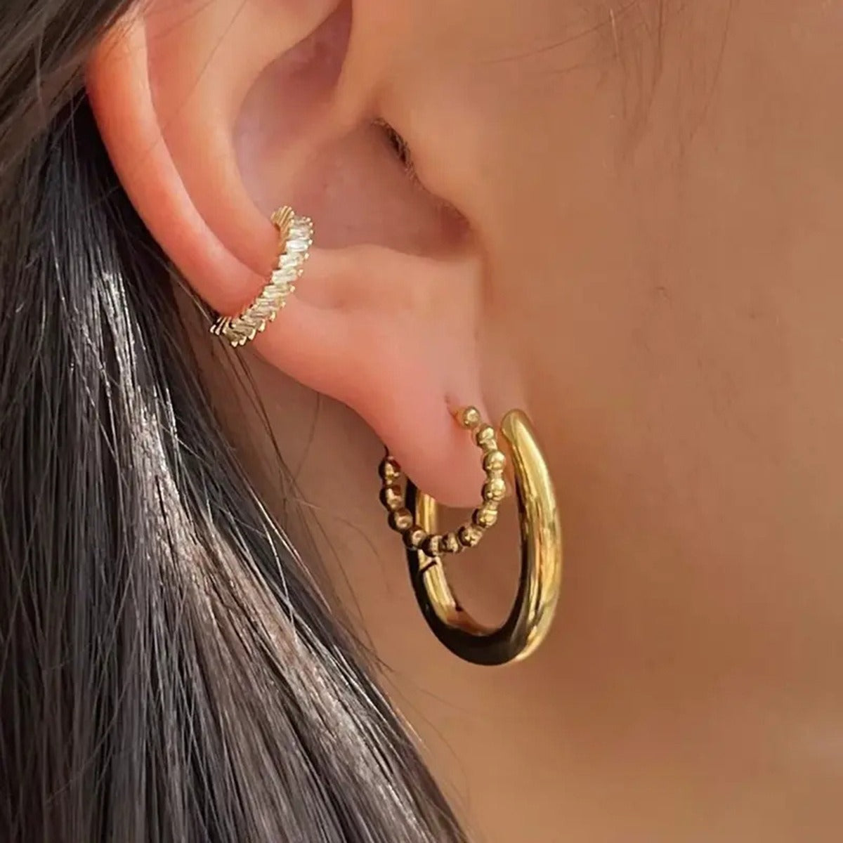 Minimalist High-End Zircon Earrings in 18K Gold and S925 Silver