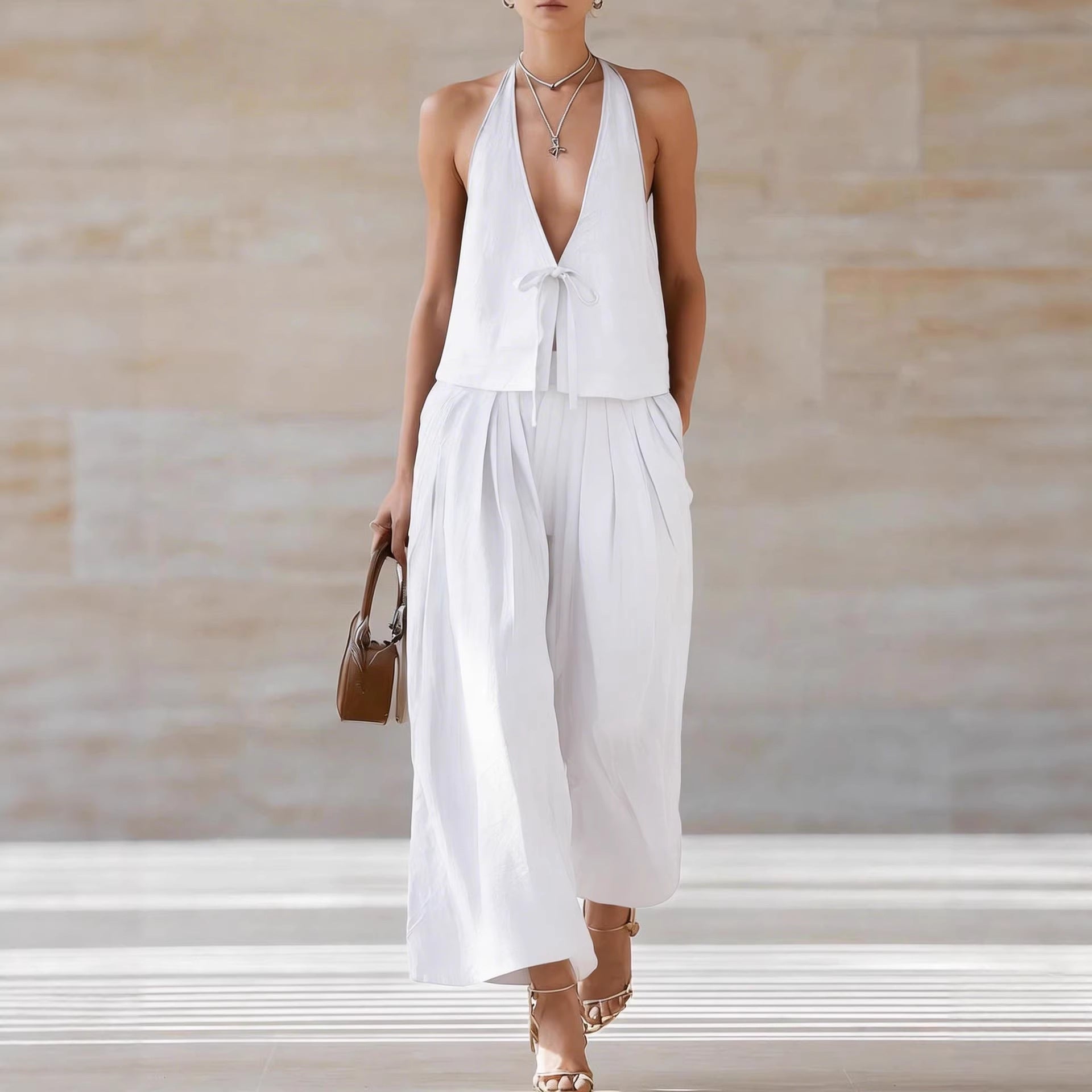 Women's Sleeveless Vest and Wide-Leg Pants Two-Piece Set - Image 4
