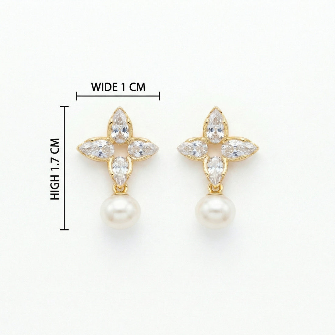Sterling Silver Marquise Floral Drop Earrings with White Pearls