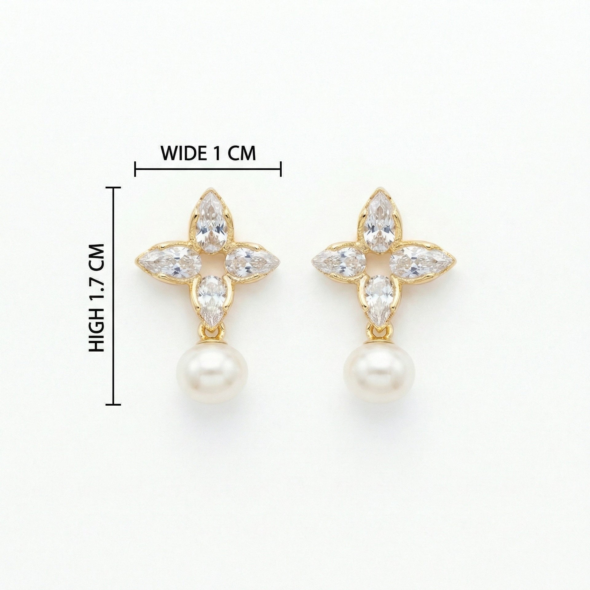 Sterling Silver Marquise Floral Drop Earrings with White Pearls