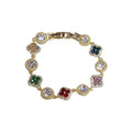 Personalized Fashionable Colorful Zircon Four-Leaf Clover Circle Bracelet