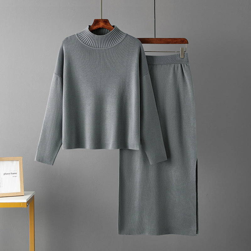 Women's Chic Two-Piece Cotton Sweater Set Long Sleeve Lounge Wear