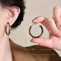 Vintage Leopard Print Woven Hoop Earrings For Women, Dainty Zebra Stripe Large Circle Earrings, Y2K Retro Boho Statement Jewelry Gift