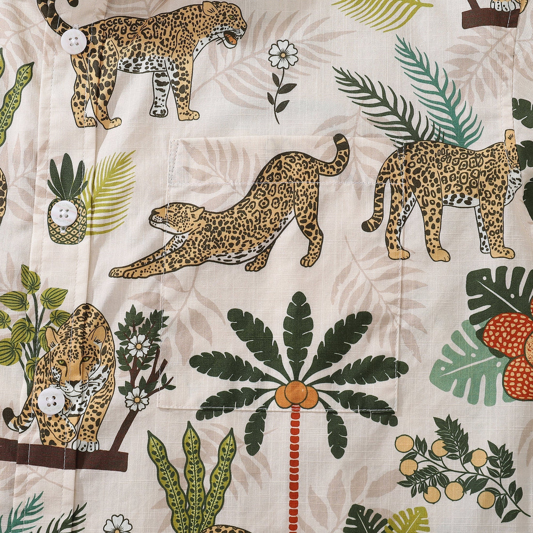 Funky Adventure of the Jaguar Print Hawaiian Button Down Shirt