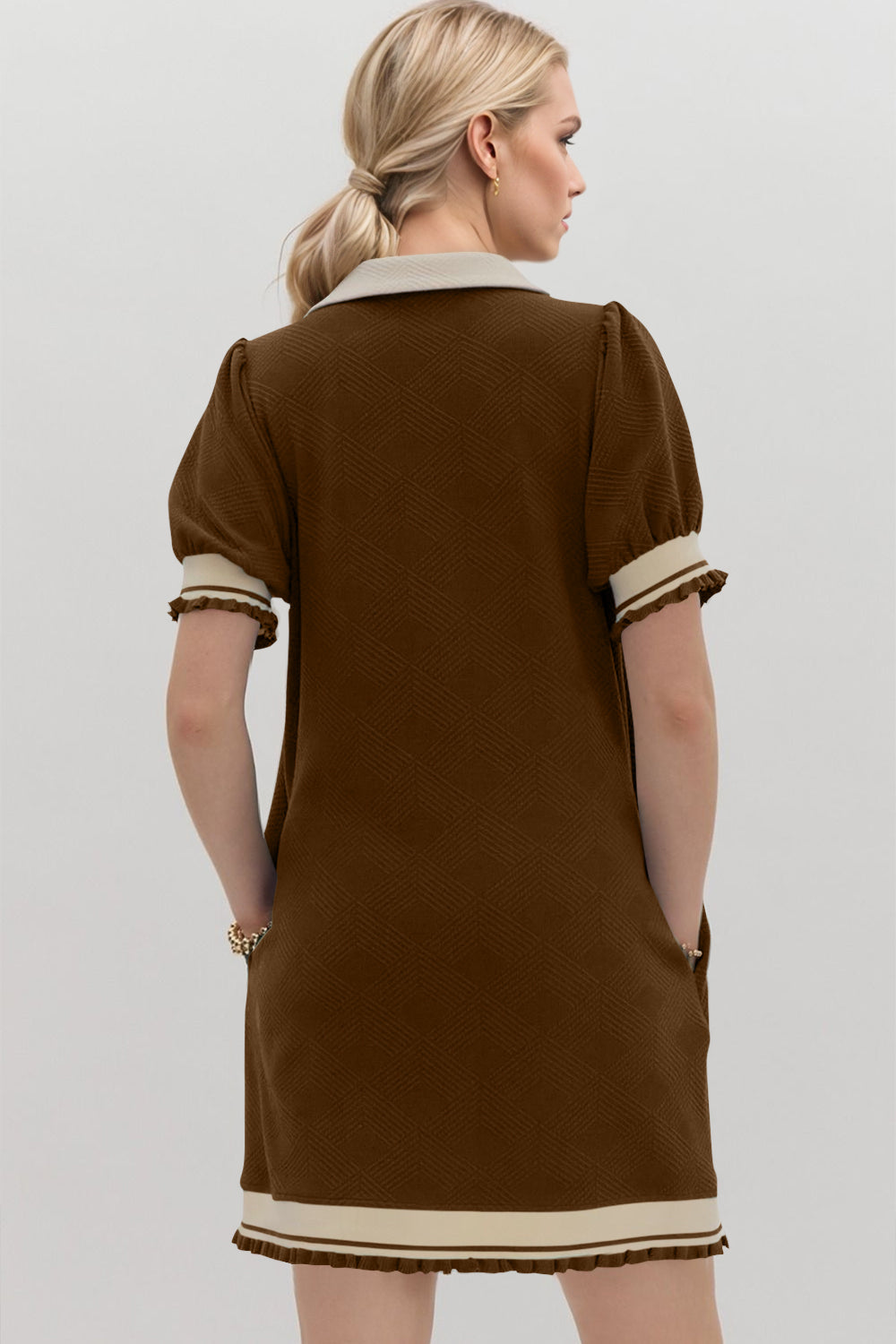 Contrast Short Sleeve Mini Dress for Women