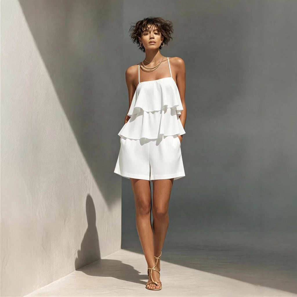 Women's Ruffle Layer Camisole and Shorts Set - Image 2