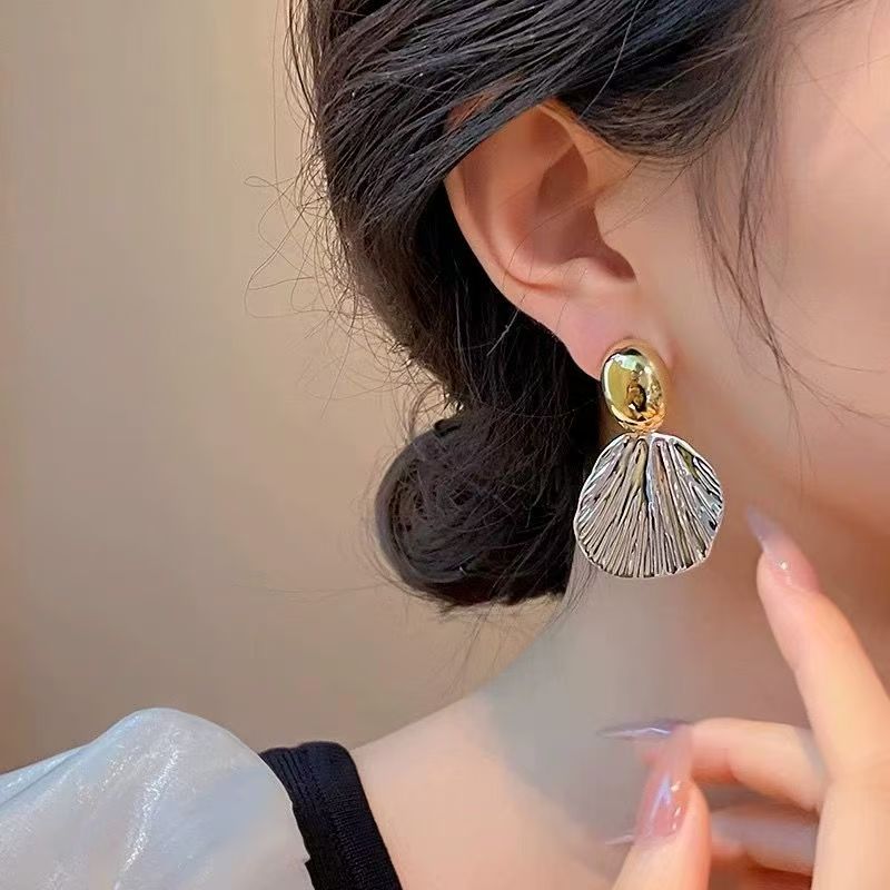 Irregular Shell Texture Statement Earrings - Gold & Silver Niche Studs