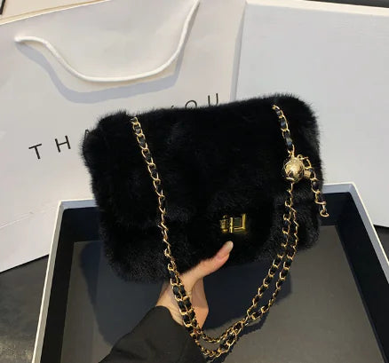 Fashionable Plush Crossbody Shoulder Bag