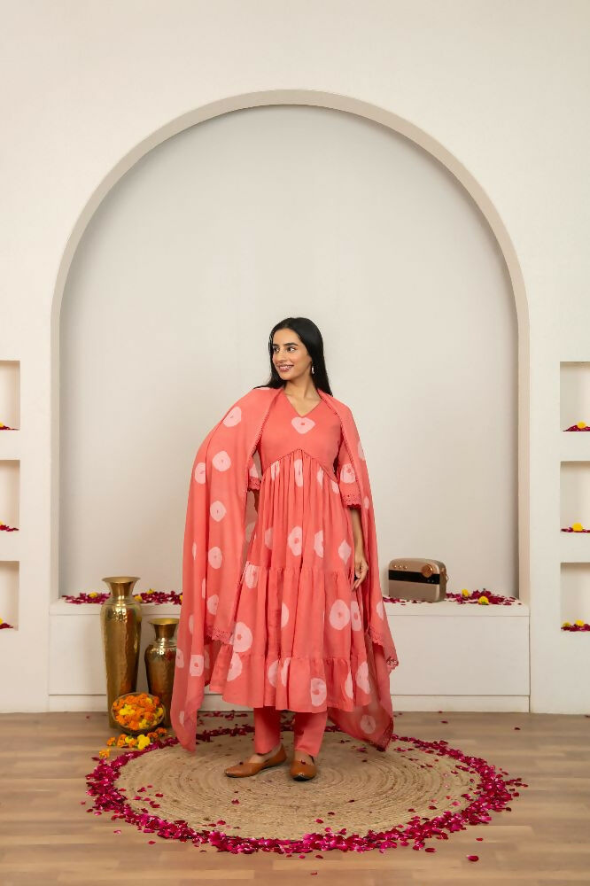 Pink Tie & Dye Cotton Suit Set for Women - Comfortable Ethnic Wear
