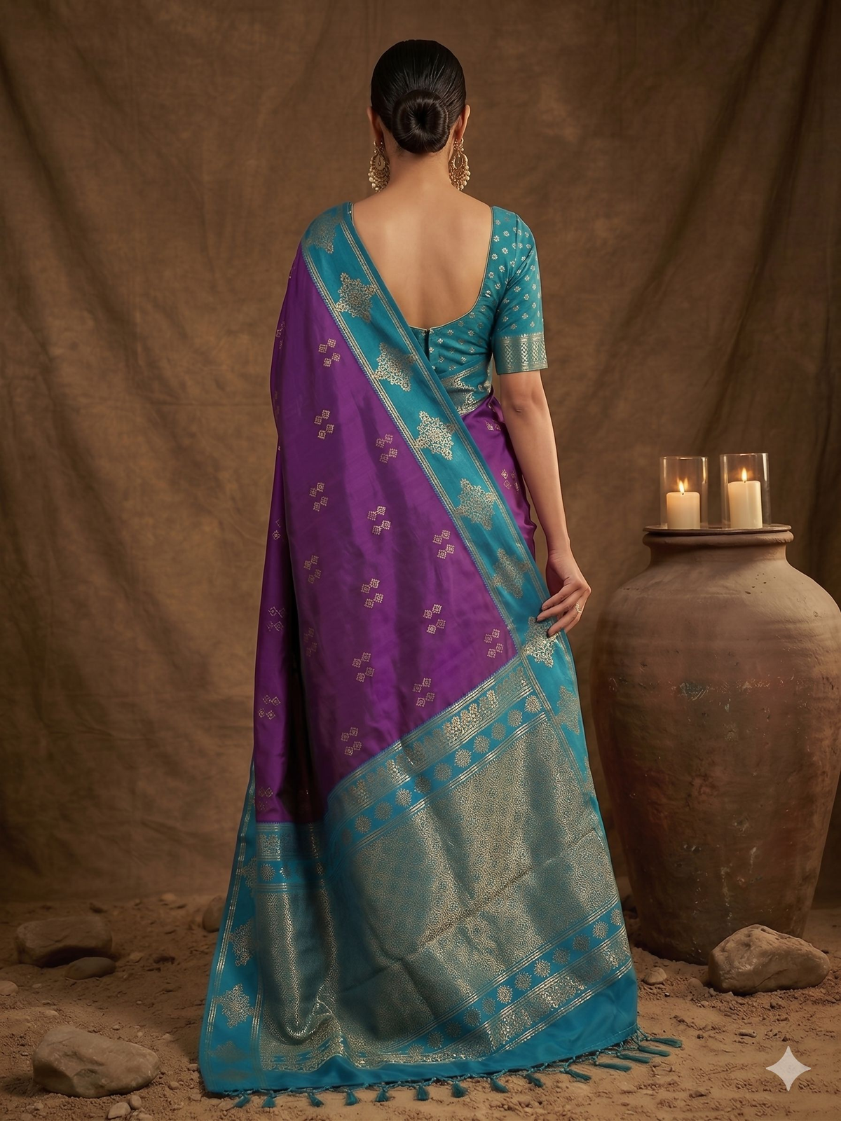 Violet Soft Silk Saree with Matching Blouse Piece