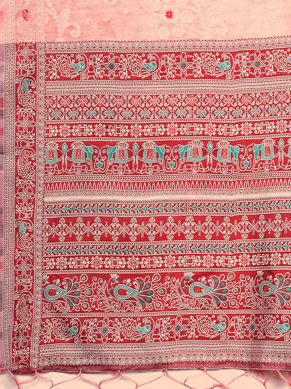 Peach Linen Cotton Saree for Everyday Sophistication