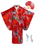 CRFASIBE Japanese Traditional Dress Kimono Robe for Kids Girls Yukata Kimono Anime Cosplay Robe