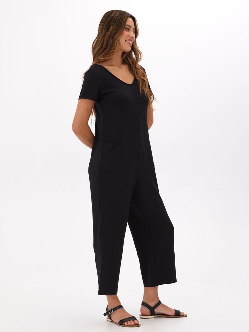 Modal Terry Short Sleeve Jumpsuit for Women - Versatile Fall Style