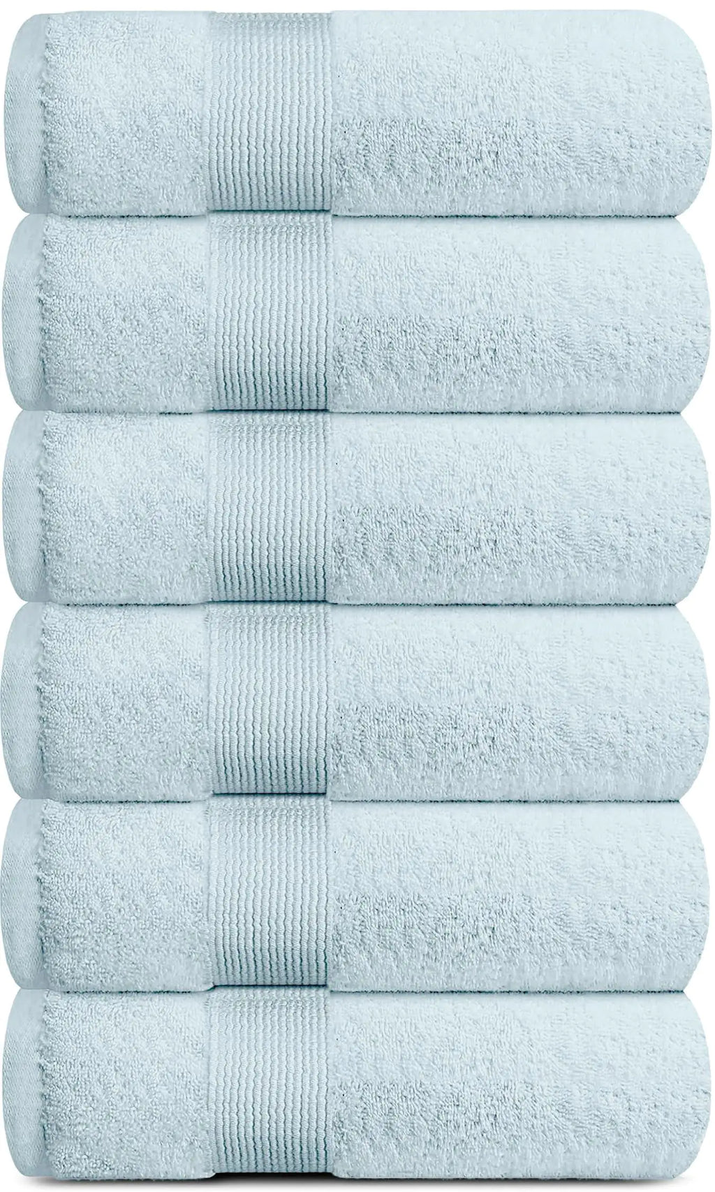 Resort Collection Soft Hand Towels 16x27 in 6 Pack Light Blue Luxury Hotel