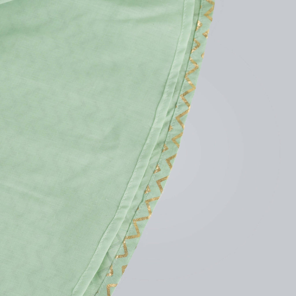 Girls Zig-Zag Printed Ghagra Choli with Gold Lame Frill Details