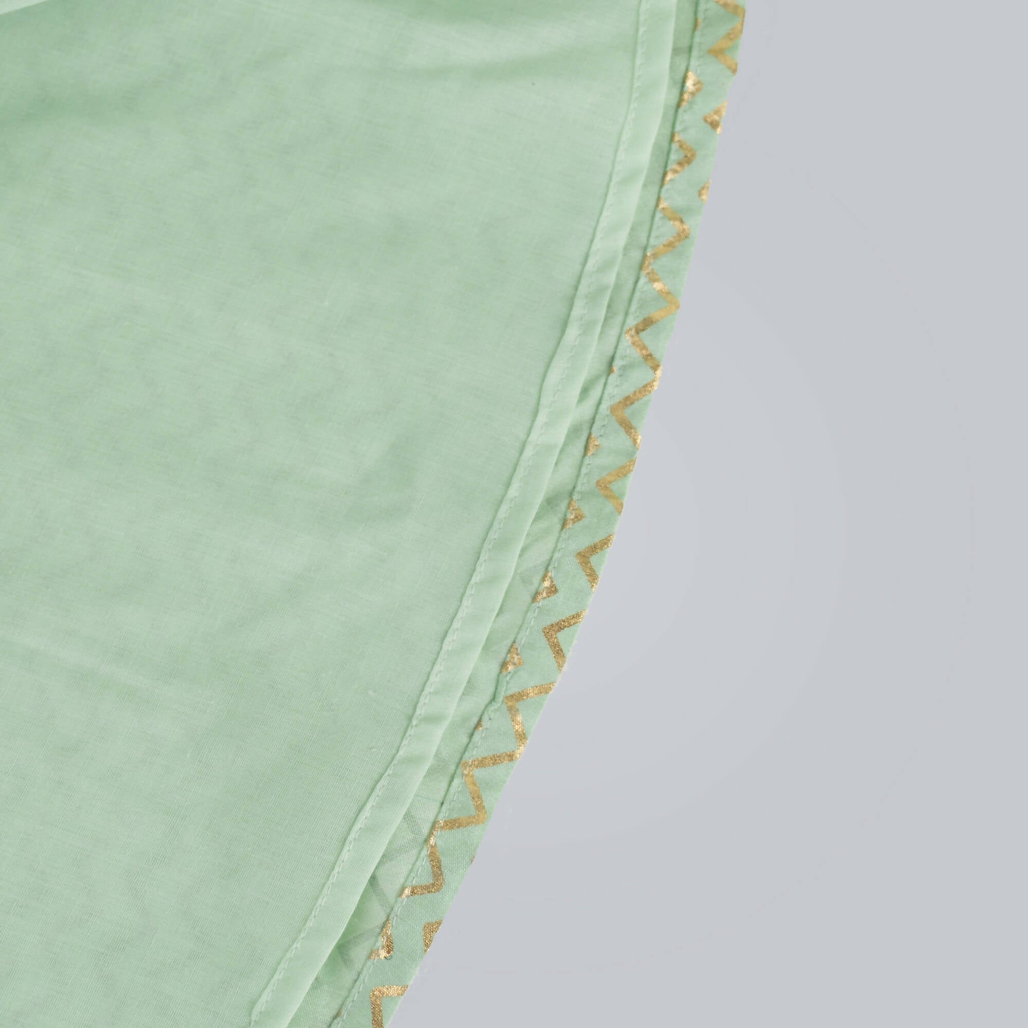 Girls Zig-Zag Printed Ghagra Choli with Gold Lame Frill Details